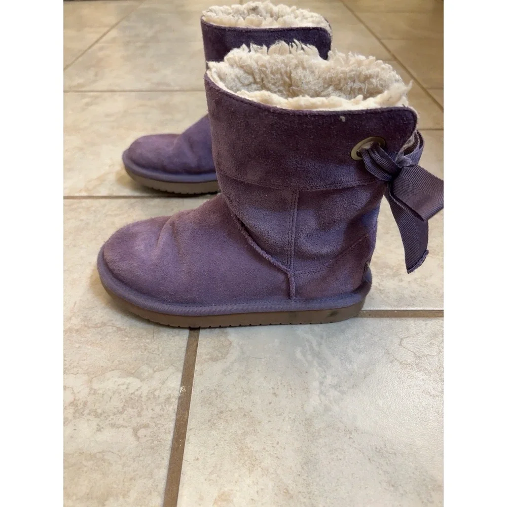 Koolaburra by UGG Victoria Purple Suede Bow Boots Kids Size 12 110861T